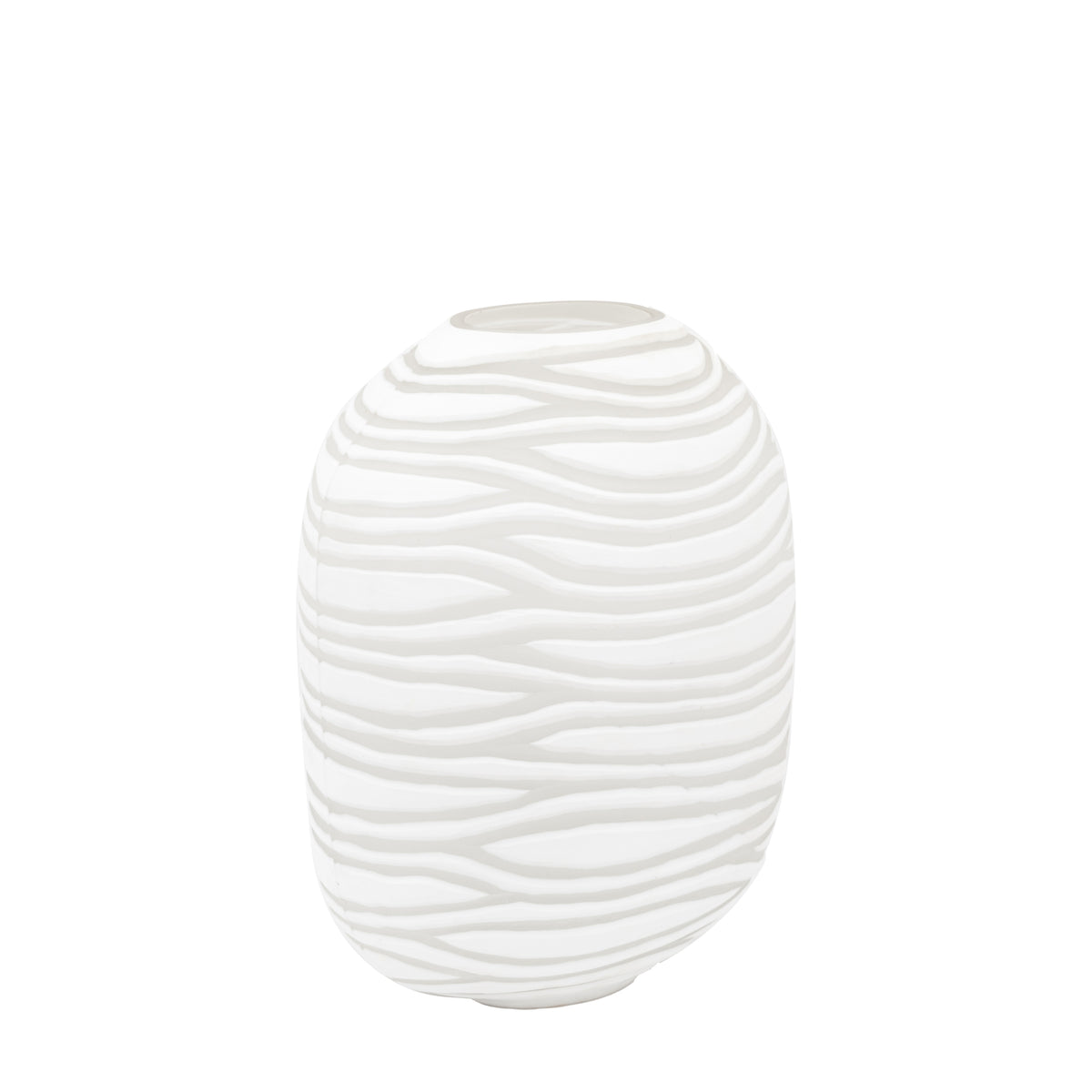 Gallery Direct Andorra Handblown Carved Glass Vase White