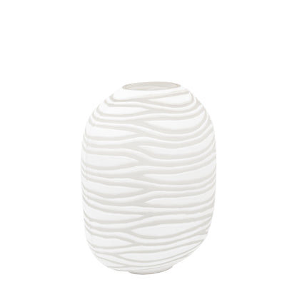 Gallery Direct Andorra Handblown Carved Glass Vase White