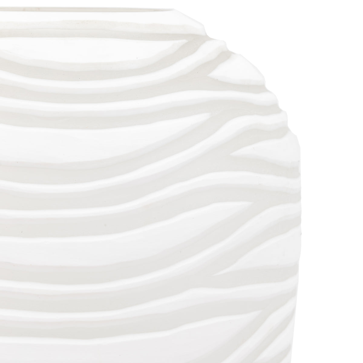Gallery Direct Andorra Handblown Carved Glass Vase White