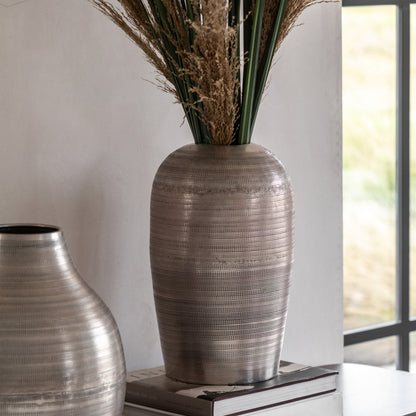 Gallery Direct Zahara Hammered Metal Vase Antique Silver - image 1