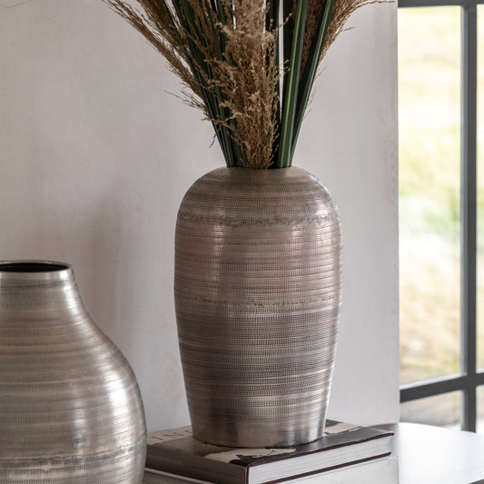 Gallery Direct Zahara Hammered Metal Vase Antique Silver - image 1