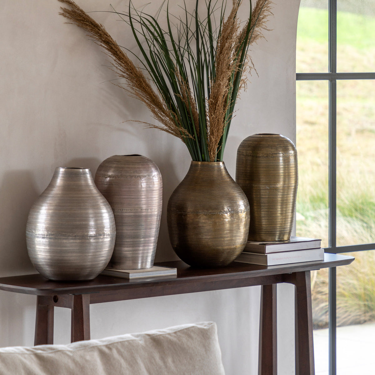 Gallery Direct Zahara Hammered Metal Vase Antique Silver - image 4