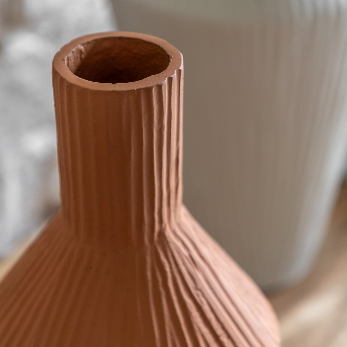Gallery Direct Zahara Ribbed Cast Metal Vase Terracotta - image 3
