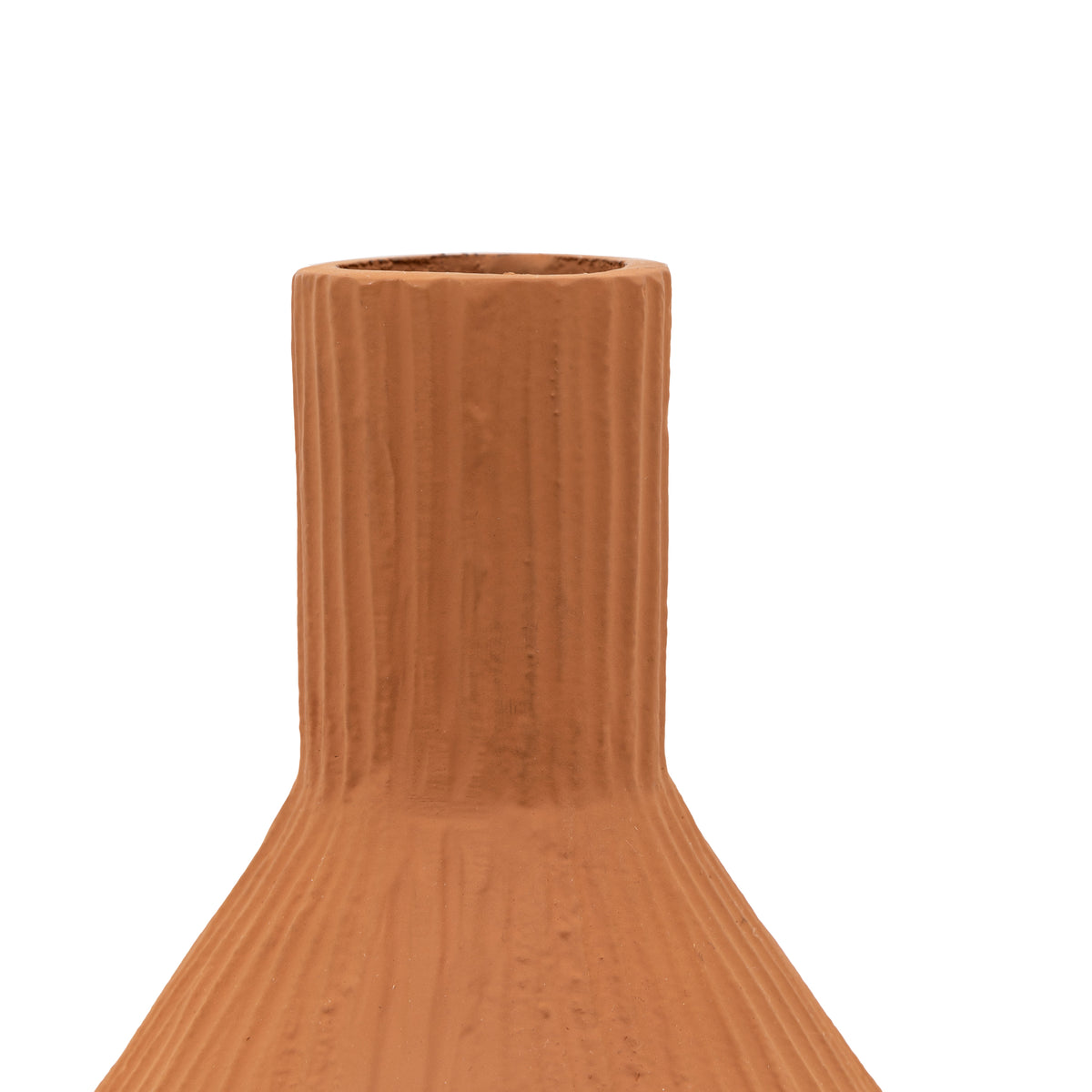 Gallery Direct Zahara Ribbed Cast Metal Vase Terracotta - image 5