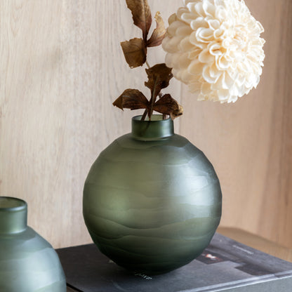 Gallery Direct Bevelled Glass Globe Vase Green - image 1