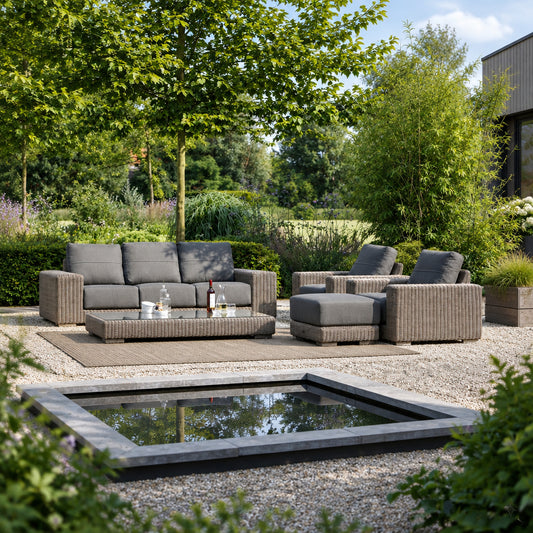 4 Seasons Outdoor Kingston Lounge Set with Footstool in Pure Weave