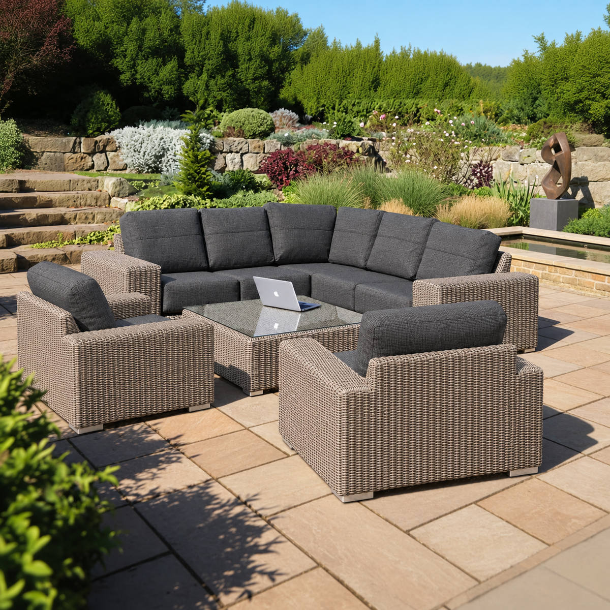 4 Seasons Outdoor Kingston Corner Set with 2 Armchairs in Pure Weave