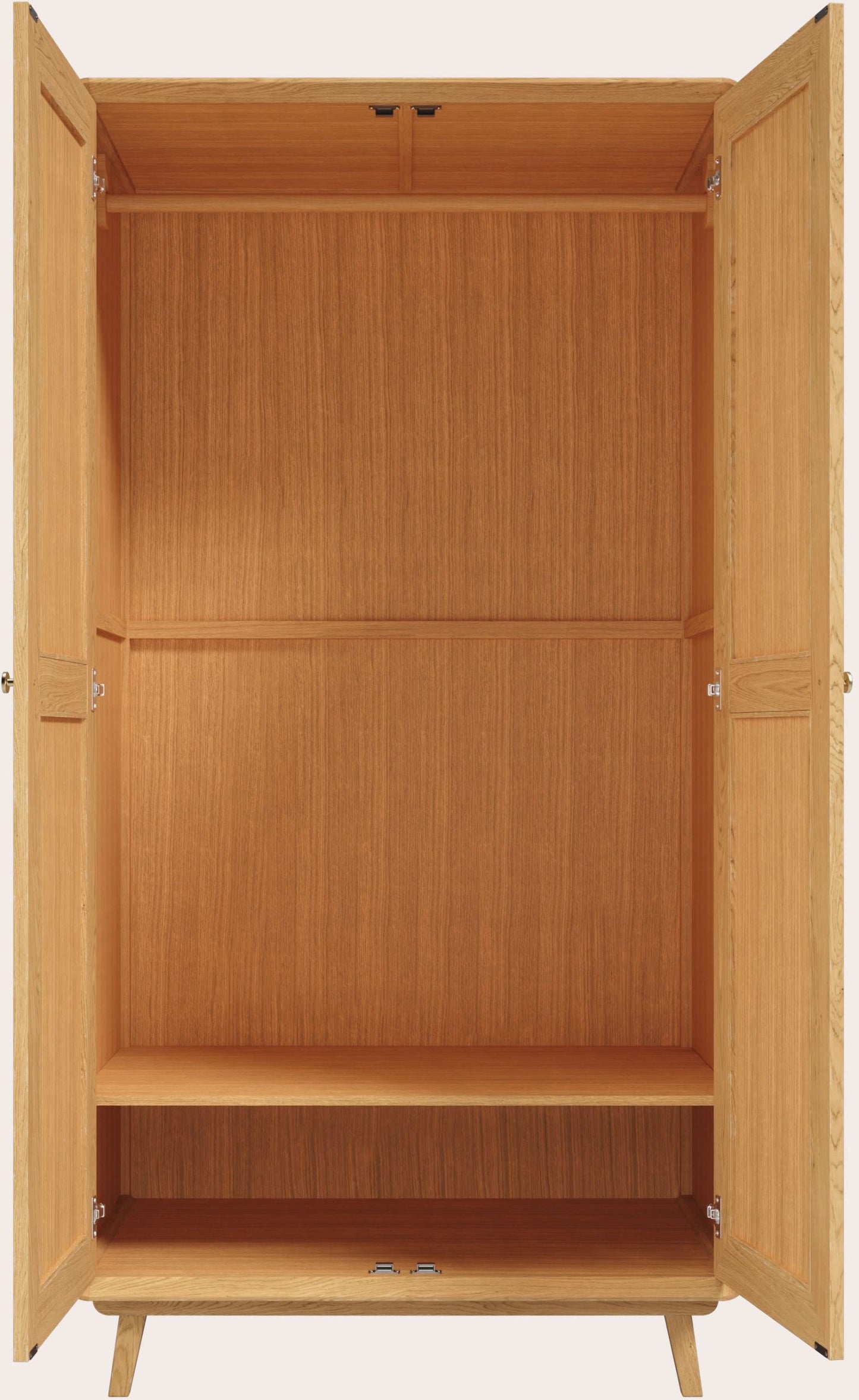 Laura Ashley Millen mid century oak wood 2 door wardrobe with internal rail and shelf