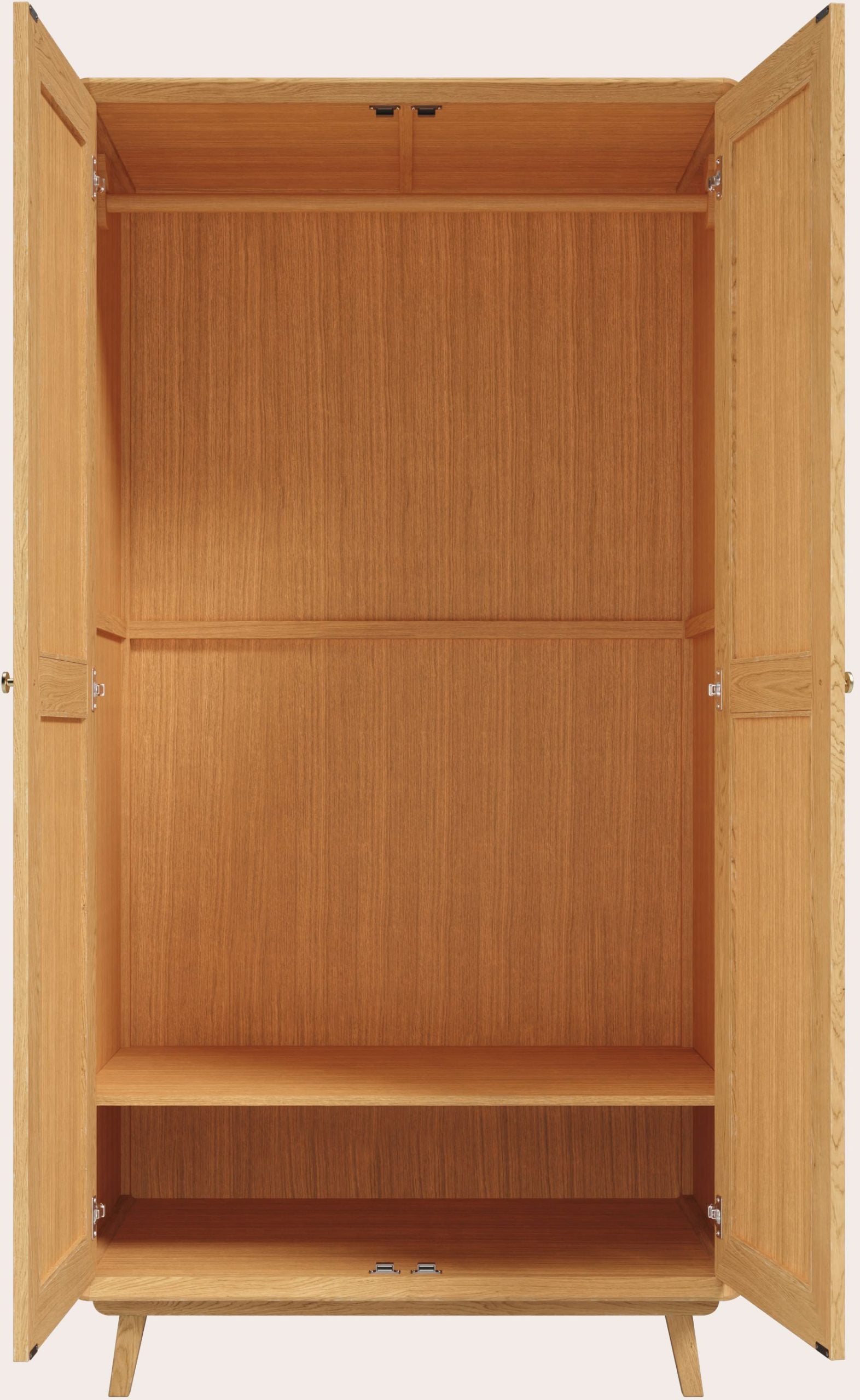 Laura Ashley Millen mid century oak wood 2 door wardrobe with internal rail and shelf
