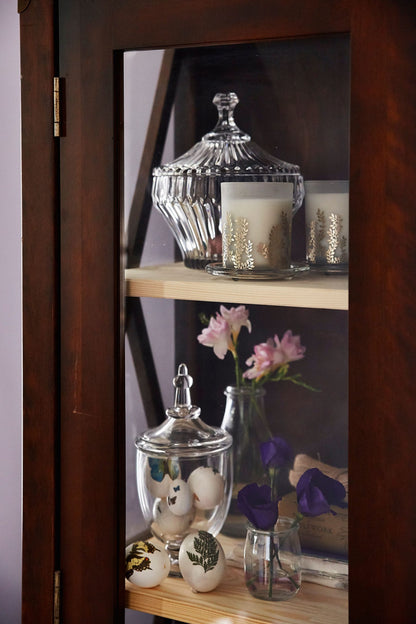 Laura Ashley Balmoral 2 Door 2 Drawer Display Unit in Chestnut with glass panelled doors and cross frame side detail