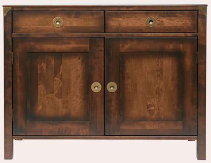 Laura Ashley Balmoral 2 Door 2 Drawer Sideboard in Chestnut birch wood features two top drawers, two cupboard doors and brass hardware
