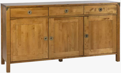 Laura Ashley Balmoral 3 Door 3 Drawer Sideboard in Honey birch wood with brass handles and corner brackets
