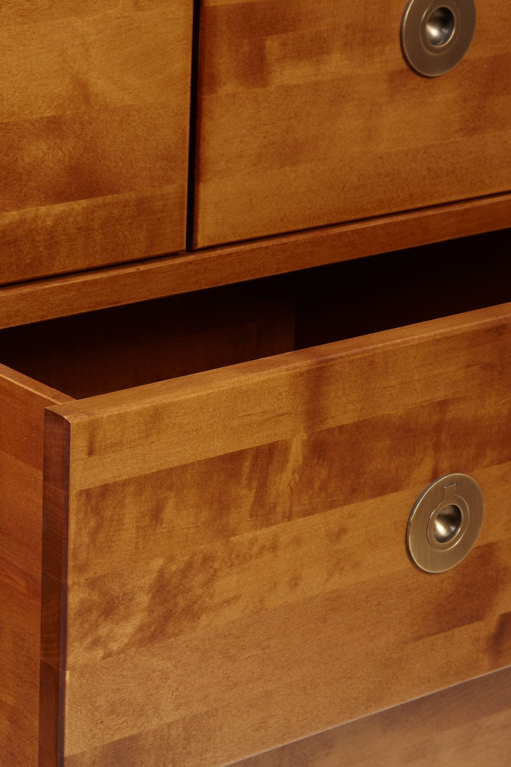 Laura Ashley Balmoral 3 over 4 Drawer Chest in Honey coloured birch wood with distinctive brass fittings