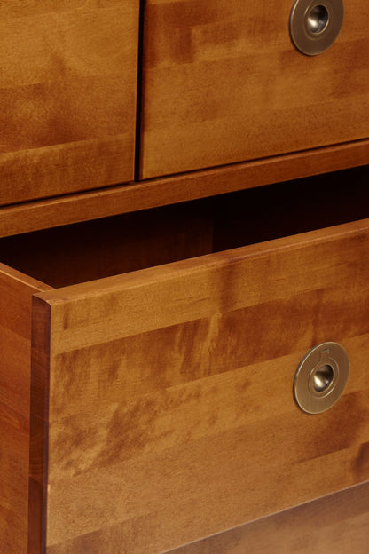 Laura Ashley Balmoral 3 over 4 Drawer Chest in Honey coloured birch wood with distinctive brass fittings