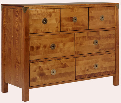 Laura Ashley Balmoral 3 over 4 Drawer Chest in a beautiful honey coloured birch wood, featuring brass effect corner brackets and drawer handles