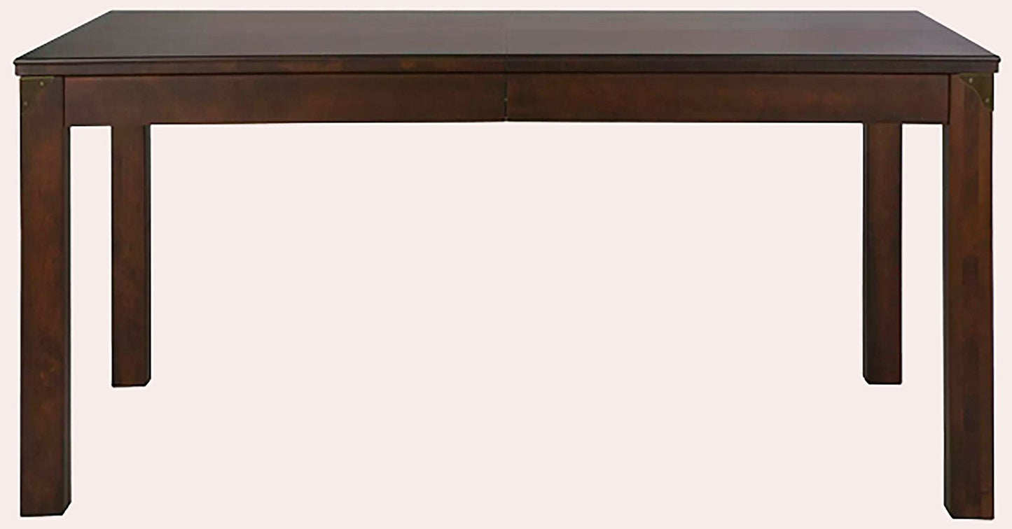 Laura Ashley Balmoral Extending Dining Table in deep Chestnut birch wood with brass corner brackets, rectangular with square legs it can seat up to 6-8 people