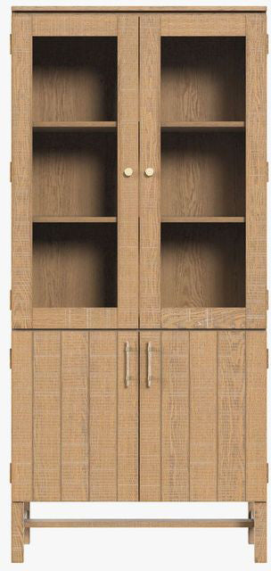 Laura Ashley Braystone 4 Door Oak Display Cabinet with 2 glass doors and internal shelving