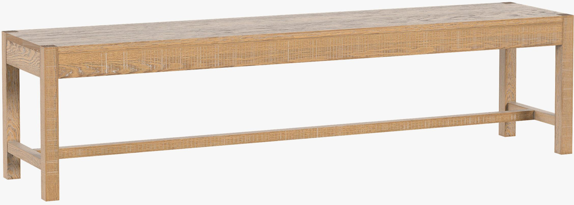 Laura Ashley Braystone solid oak 3 seater dining bench with white washed finish, in a rustic contemporary style