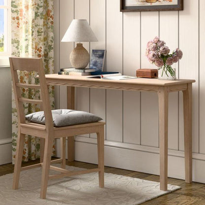 Laura Ashley Calford white-washed oak desk or console table with Shaker design and scalloped edge detailing