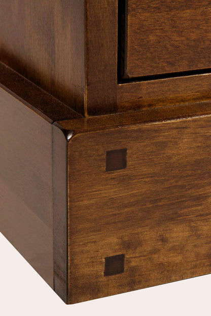 Laura Ashley Garrat 5 Drawer Chest crafted from solid birch wood in a deep chestnut finish