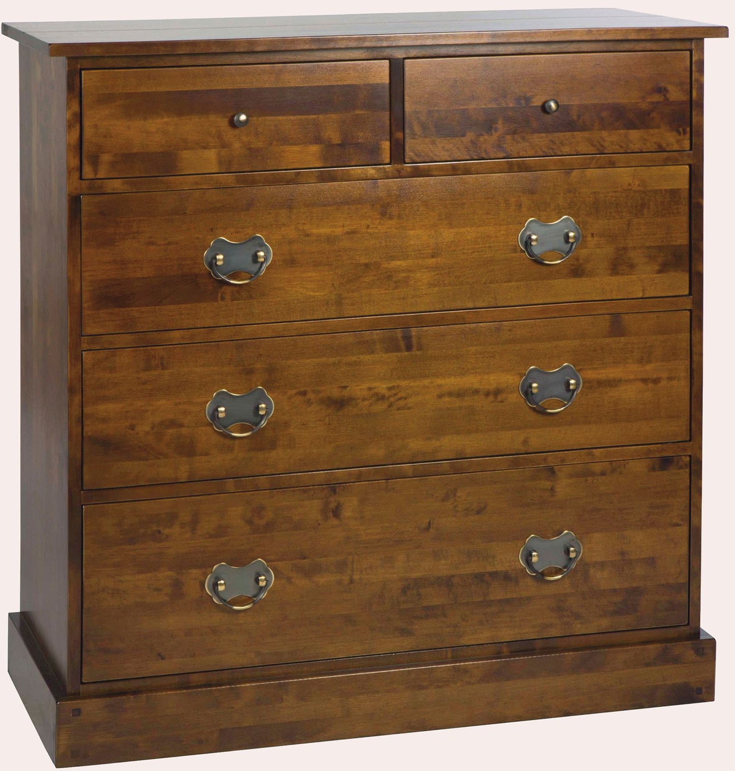 Laura Ashley Garrat 5 Drawer Chest features 2 top drawers with metal knobs and 3 larger drawers with antique style metal drop handles