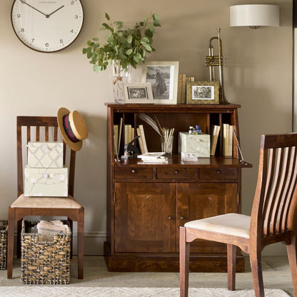 Garrat chestnut traditional writing bureau from Laura Ashley with organised drawer and cupboard storage and a concealed workspace with internal storage