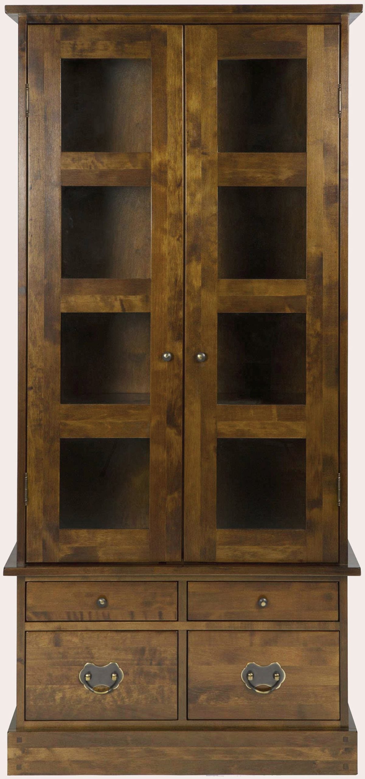 Laura Ashley Garrat Chestnut 2 Door 4 Drawer Display cabinet features 2 glass and wood panelled doors, 4 cabinet shelves and 4 bottom drawers