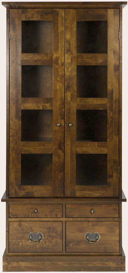 Laura Ashley Garrat Chestnut 2 Door 4 Drawer Display cabinet features 2 glass and wood panelled doors, 4 cabinet shelves and 4 bottom drawers