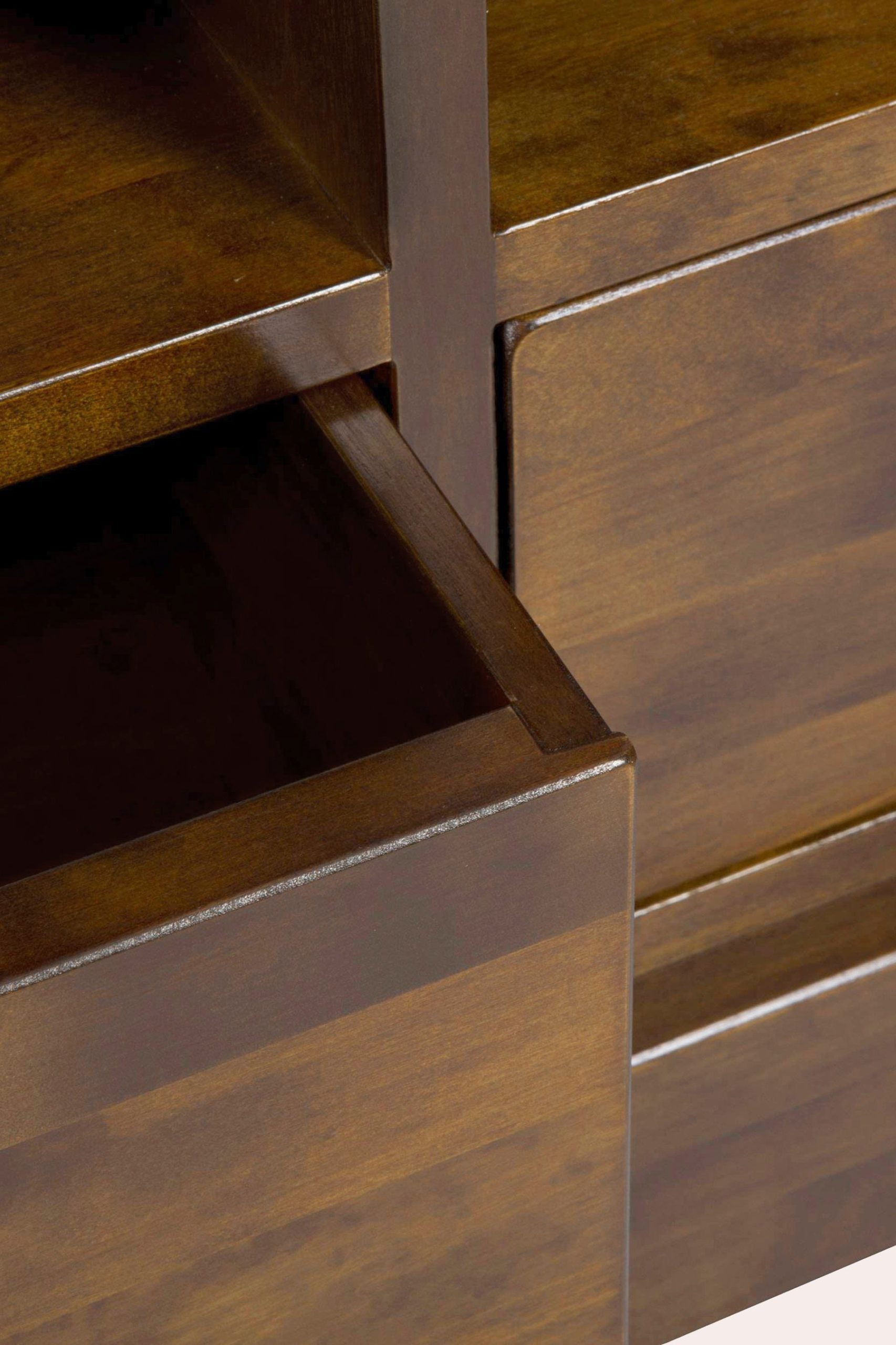 Laura Ashley Garrat Chestnut 2 Drawer TV cabinet crafted from solid birch wood with 2 spacious media drawers and 4 shelves