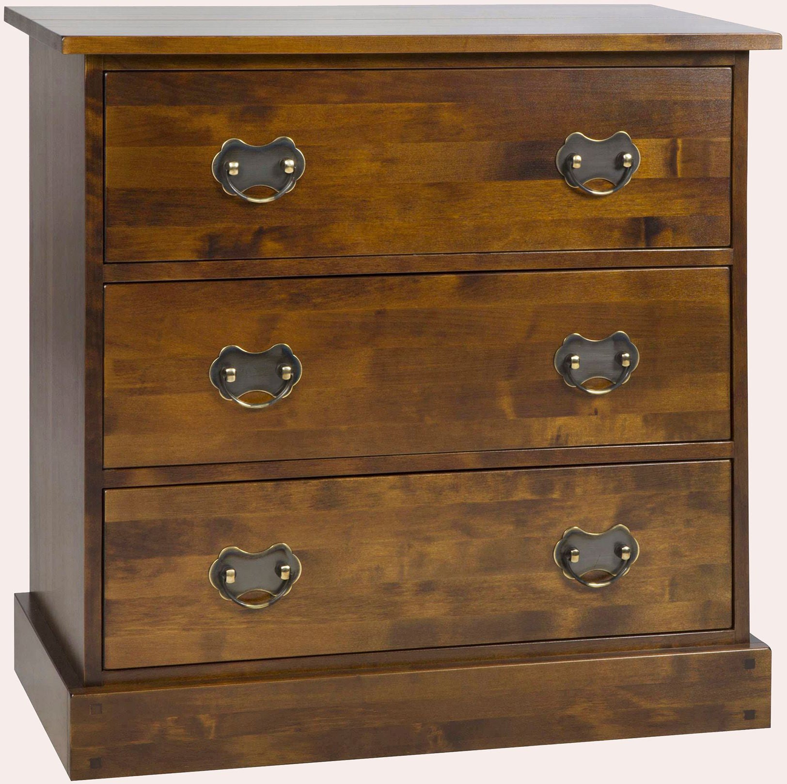 Laura Ashley Garrat Chestnut 3 Drawer Chest crafted from solid birch wood and complemented by antique style metal drop handles