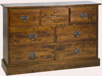 Laura Ashley 8 Drawer Chest crafted from solid birch wood with a chestnut finish and metal handles