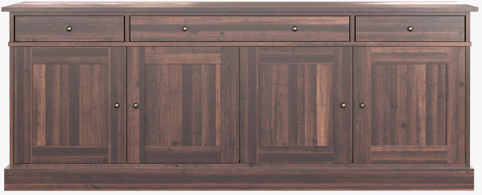 Laura Ashley Garrat Large Chestnut 4 Door 3 Drawer Sideboard made from birch wood with metal door and drawer knobs