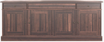 Laura Ashley Garrat Large Chestnut 4 Door 3 Drawer Sideboard made from birch wood with metal door and drawer knobs