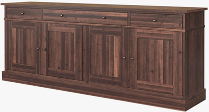Laura Ashley Garrat Chestnut 4 Door 3 Drawer Sideboard crafted from birch wood with metal door and drawer knobs