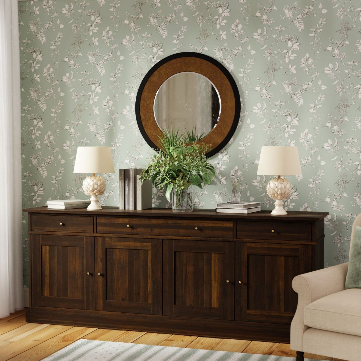 Laura Ashley Garrat large 4 door 3 drawer sideboard with internal shelf space and metal door knobs