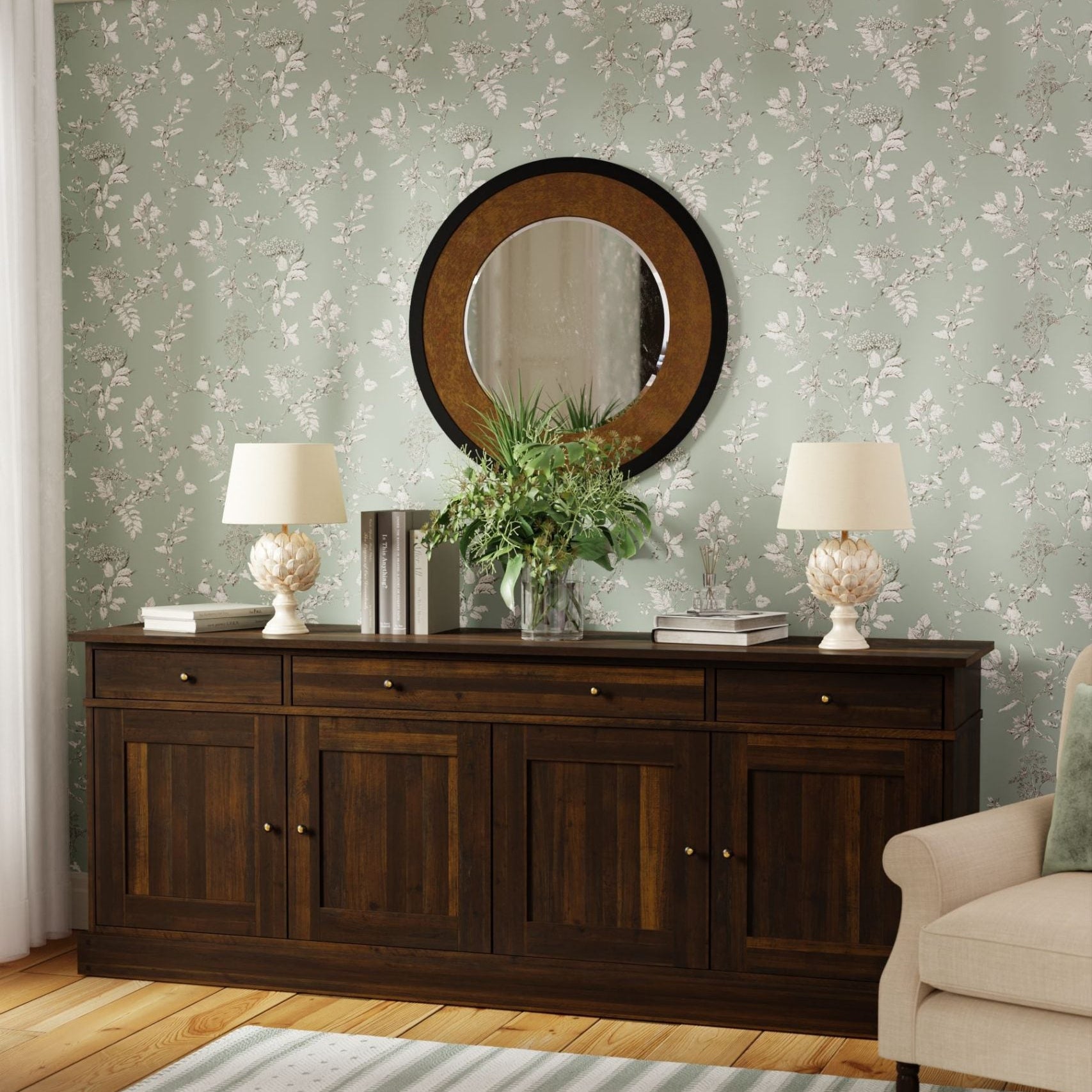 Laura Ashley Garrat large 4 door 3 drawer sideboard with internal shelf space and metal door knobs