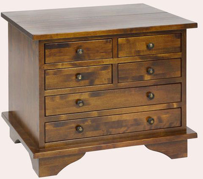 Laura Ashley Garrat Chestnut 6 Drawer Lamp Table features 4 smaller drawers and 2 wider bottom drawers