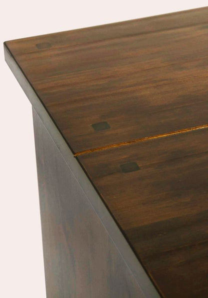 Laura Ashley Garrat 6 Drawer Lamp Table crafted from chestnut coloured solid birch wood 