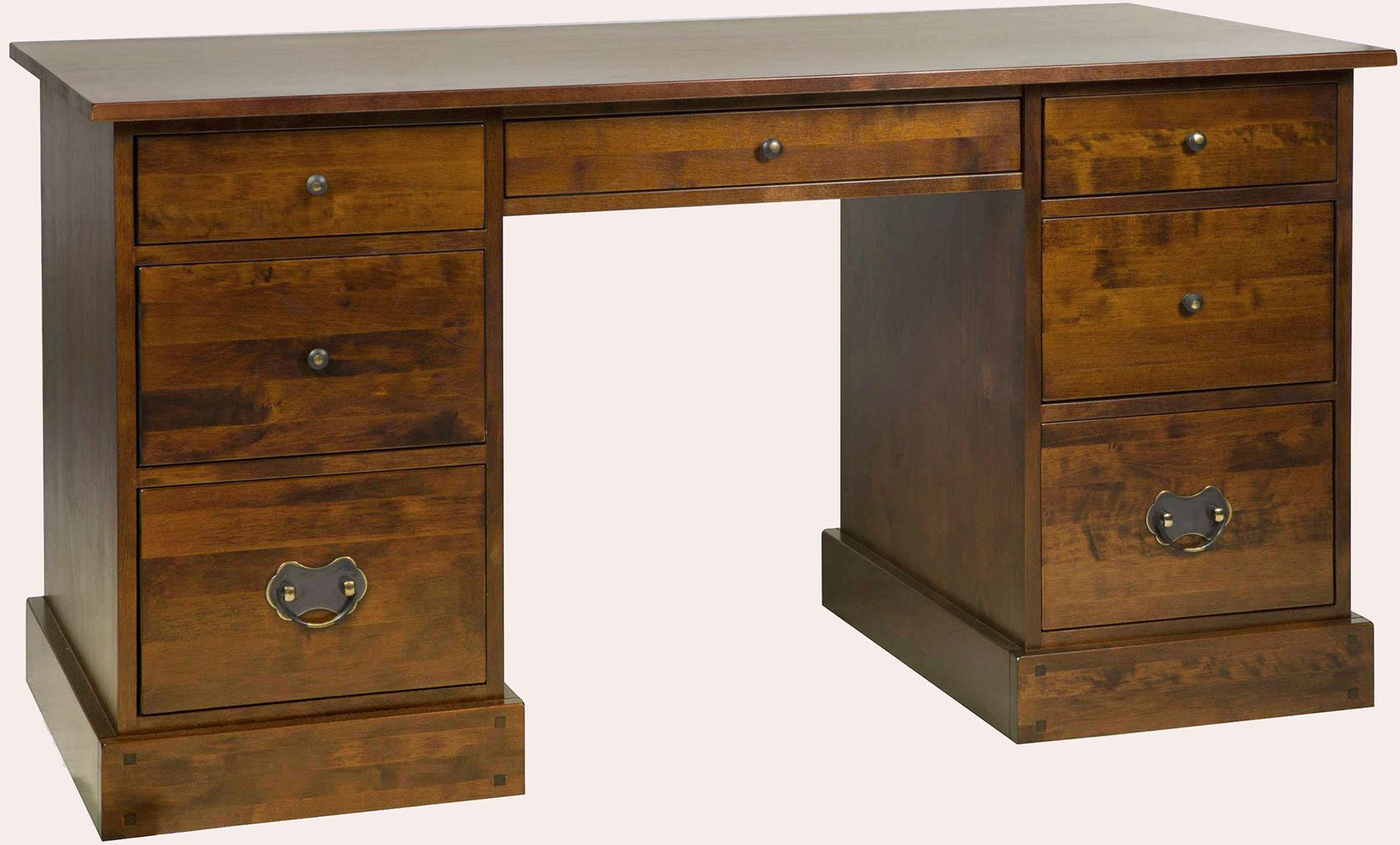 Laura Ashley Garrat solid birch wood Chestnut finish 7 Drawer Desk with metal handles