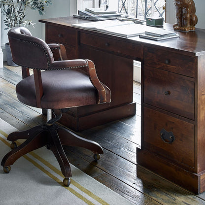 Laura Ashley Garrat Desk crafted from chestnut solid birch wood with 7 drawers and metal handles