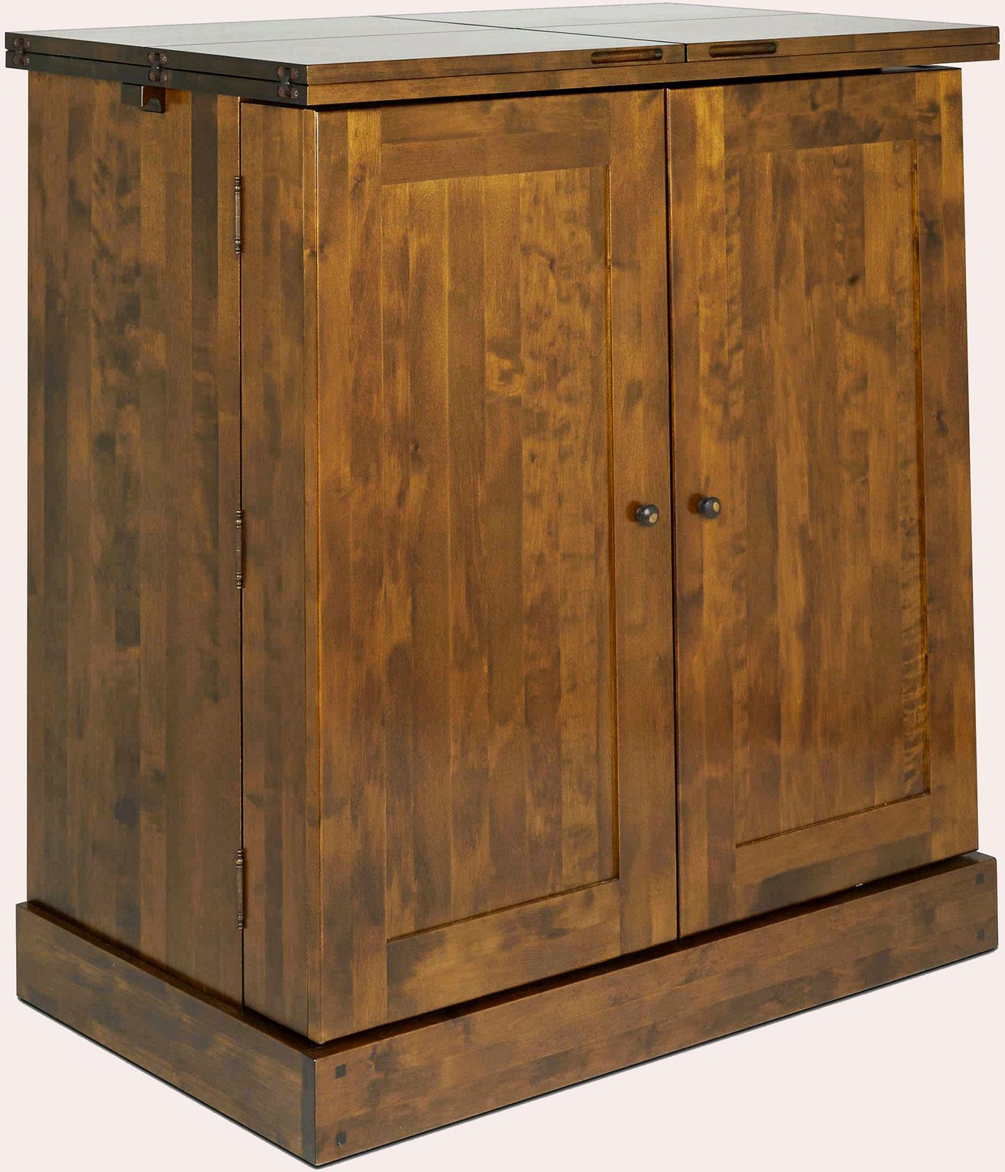 Laura Ashley Garrat wooden home bar cabinet with double doors and fold out serving surface in a deep chestnut coloured birch wood finish