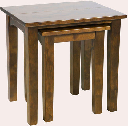 Laura Ashley Garrat Chestnut Nest of 2 side tables crafted from solid birch wood that fit neatly together