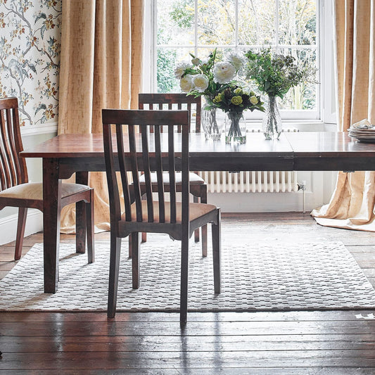 Laura Ashley Garrat Chestnut Pair of Dining Chairs featuring slatted back and  upholstered padded seat