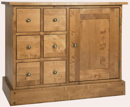 Laura Ashley Garrat sideboard crafted from solid birch wood with honey coloured finish features a 1 Door cupboard and 6 Drawers with metal knobs