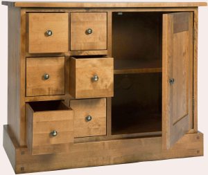 Laura Ashley Garrat Honey 1 Door 6 Drawer Sideboard with cupboard door and internal shelf, six square drawers with metal drawer knobs