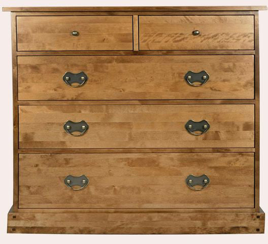 Laura Ashley Garrat 5 drawer chest in solid wood warm honey finish features five spacious storage drawers with traditional metal drop handles