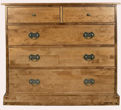 Laura Ashley Garrat 5 drawer chest in solid wood warm honey finish features five spacious storage drawers with traditional metal drop handles