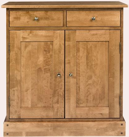 Laura Ashley Garrat Honey 2 Door 2 Drawer Narrow Sideboard with two top drawers and two cupboard doors with metal handles