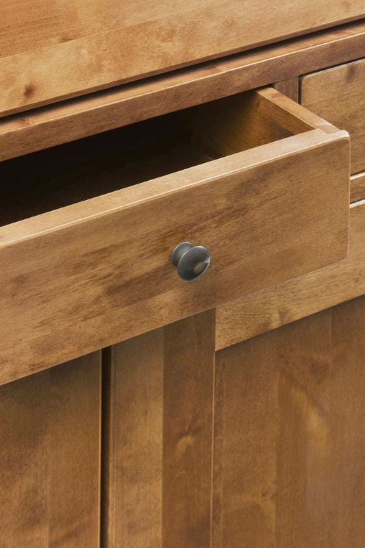 Laura Ashley Garrat Honey 2 Door 3 Drawer Bureau crafted from birch wood with storage drawers and cupboard space and metal knobs