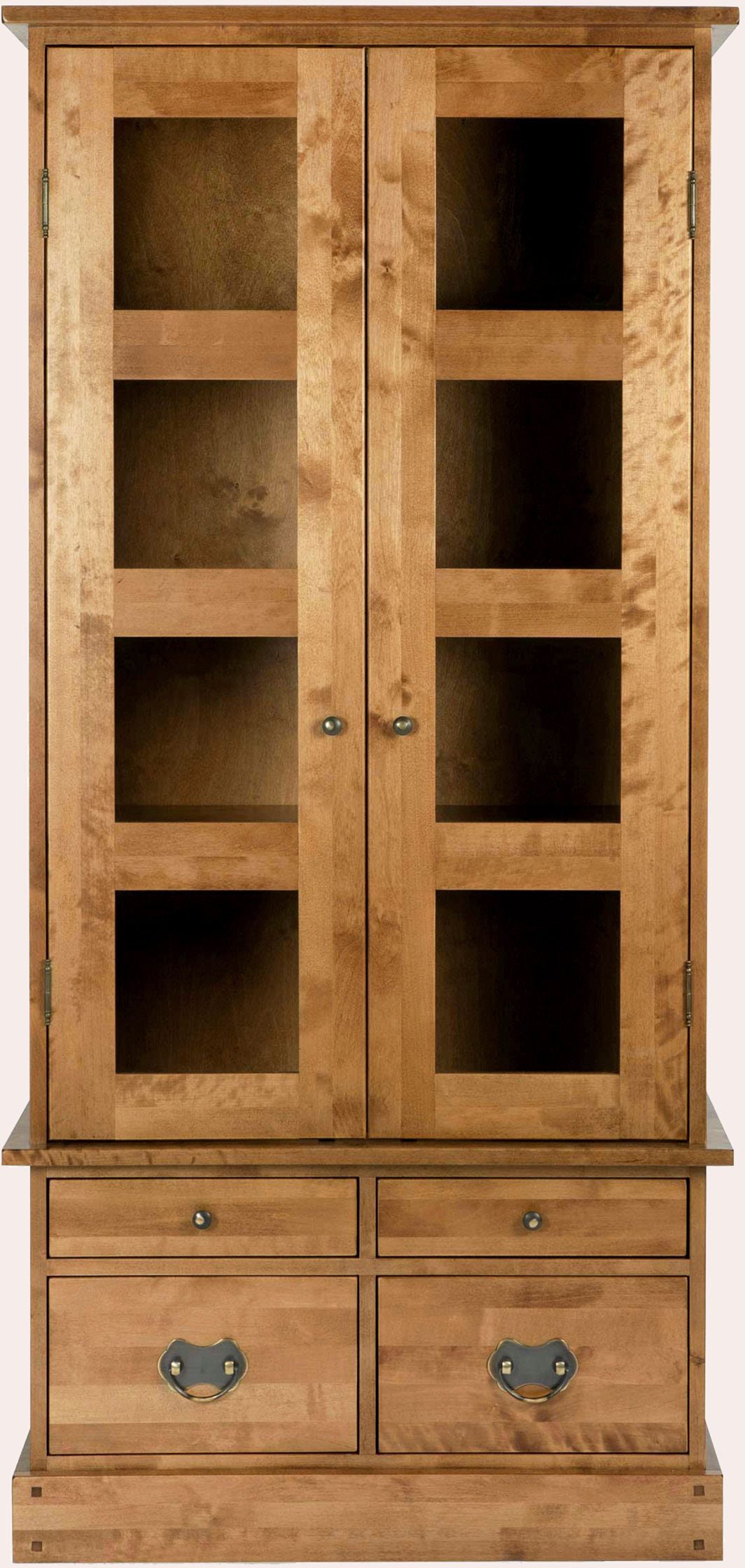 Laura Ashley Garrat Honey 2 Door 4 Drawer Display Cabinet with glass panelled doors and internal shelving with 4 lower storage drawers